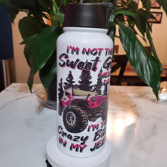 I'M THE Crazy BI*** IN MY JEEP 32oz Hydro Handle Bottle Tumbler 💜sale - Picture 9 of 10